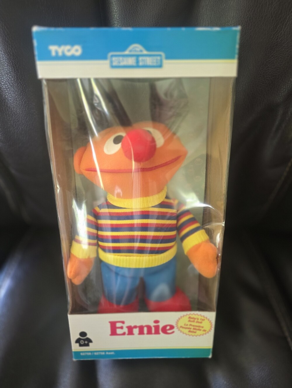 New! Tyco Sesame Street Ernie Plush - Orange with Multicolor Striped Sweater
